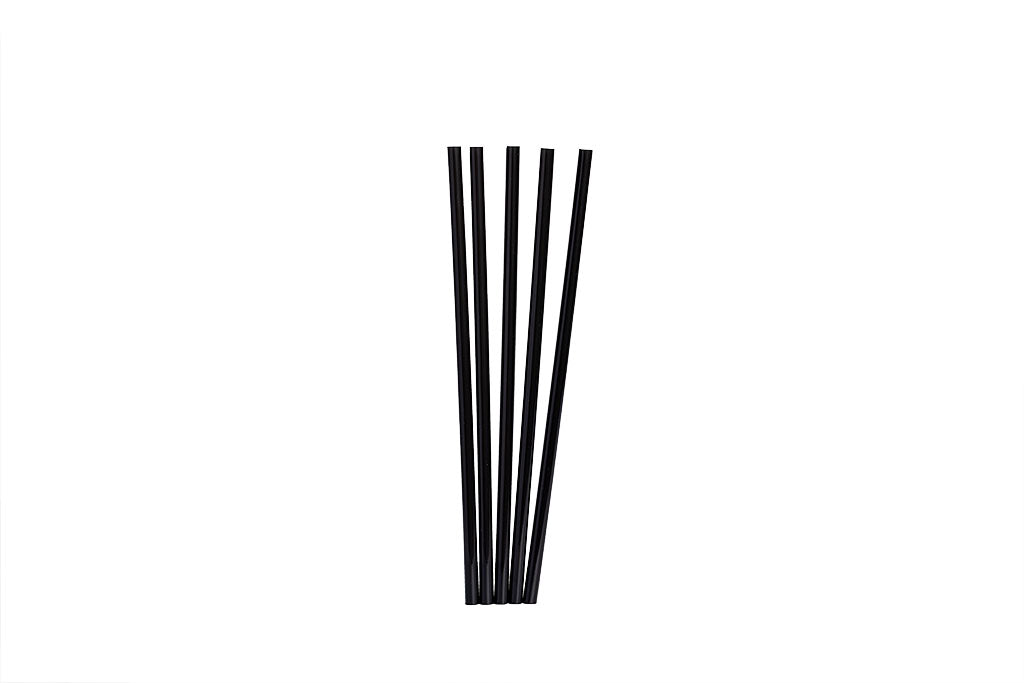 Kunststoff Trinkhalme, Plastik Strohhalme, gerade, schwarz, 220 mm lang, ⌀7 mm